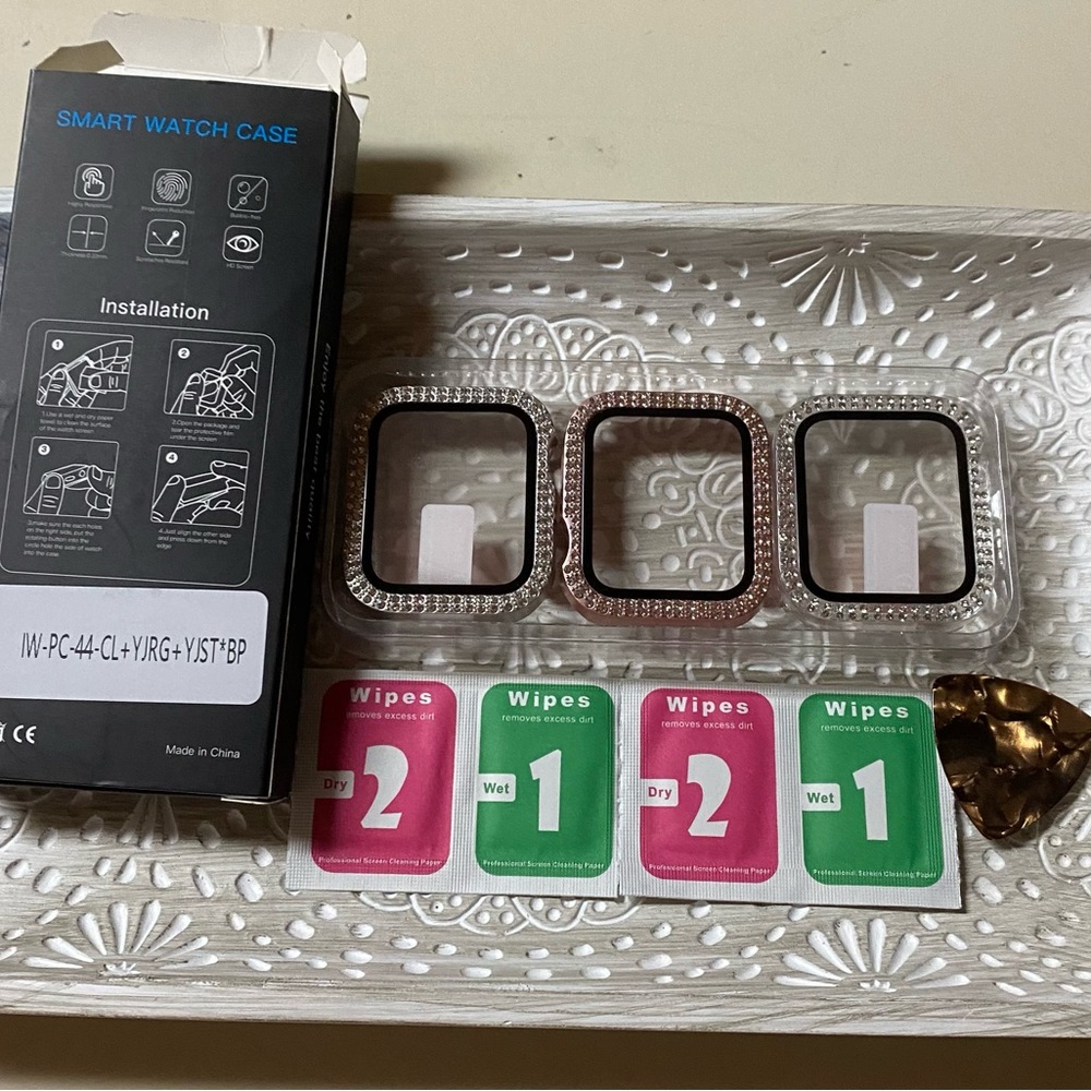 NEW 3 pack Apple Watch Screen Protector Case SE 2nd Gn & 6 5 4 Tempered Glass